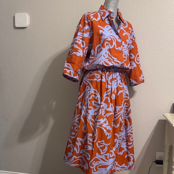 COS Dresses & Skirts - COS Orange and White Patterned Midi Dress‎
